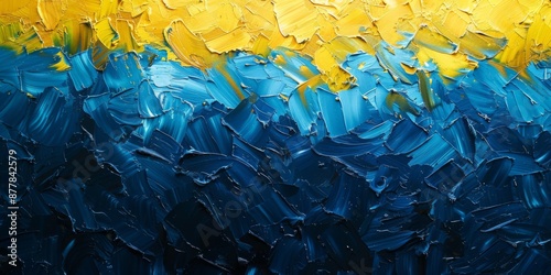 Abstract Ukrainian Pride: A Rich Tapestry of Blue and Yellow in an Artistic Interpretation of the Nation's Emblem photo