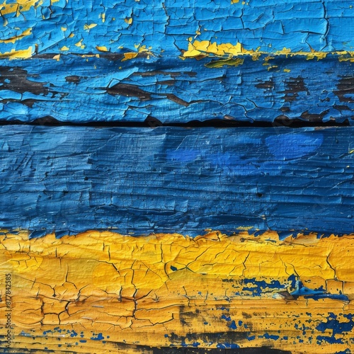 Abstract Ukrainian Pride: A Rich Tapestry of Blue and Yellow in an Artistic Interpretation of the Nation's Emblem photo