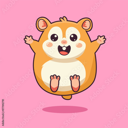 Cute hamster jumping cheerfully cartoon vector illustration