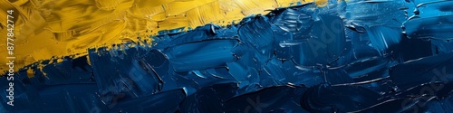 Abstract Ukrainian Pride: A Rich Tapestry of Blue and Yellow in an Artistic Interpretation of the Nation's Emblem photo