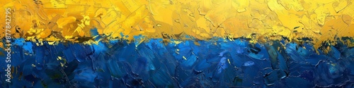 Abstract Ukrainian Pride: A Rich Tapestry of Blue and Yellow in an Artistic Interpretation of the Nation's Emblem photo
