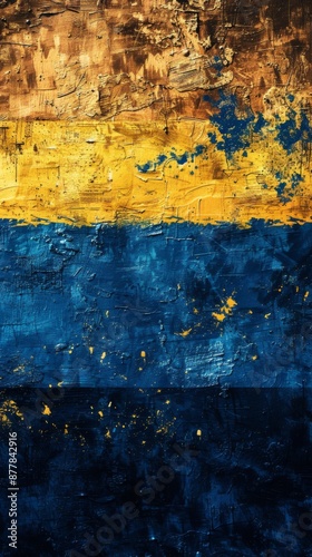 Abstract Ukrainian Pride: A Rich Tapestry of Blue and Yellow in an Artistic Interpretation of the Nation's Emblem photo