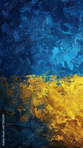 Abstract Ukrainian Pride: A Rich Tapestry of Blue and Yellow in an Artistic Interpretation of the Nation's Emblem photo