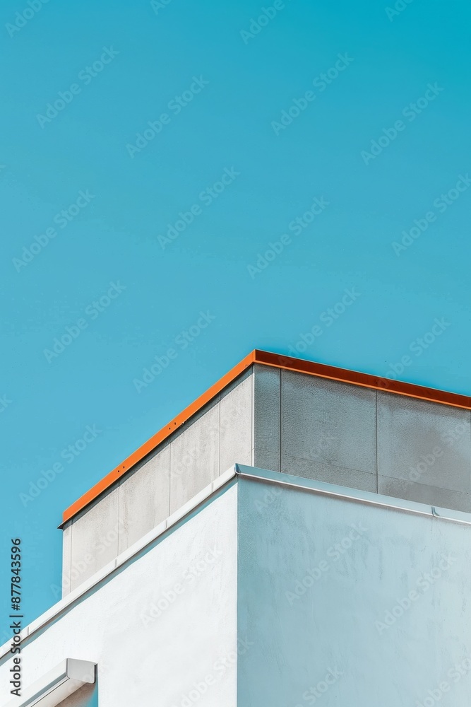 a building corner in a clear blue sky
