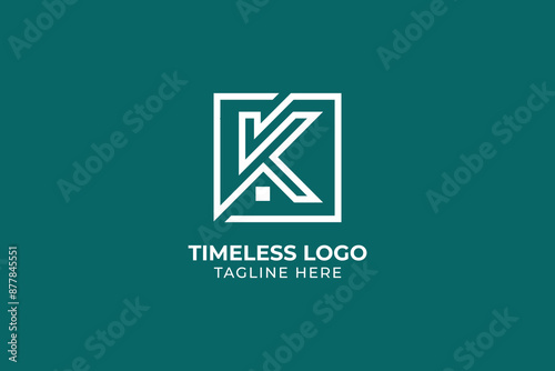 initial letter H K home window farm house or factory abstract minimal logo, letter HK KH construction logo