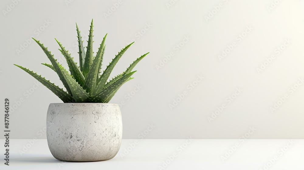 Isolate a potted aloe vera on a white background