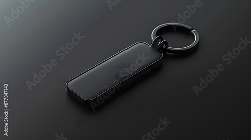 Sleek black keychain on a dark reflective surface photo