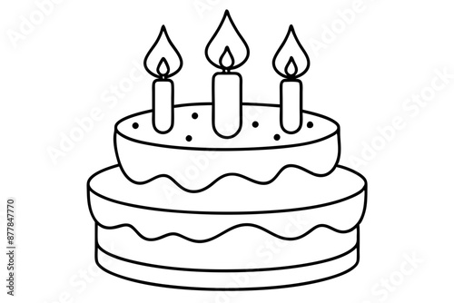 A festive birthday cake with lit candles vector art illustration photo