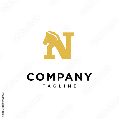 Letter N Chess Horse Logo icon vector template