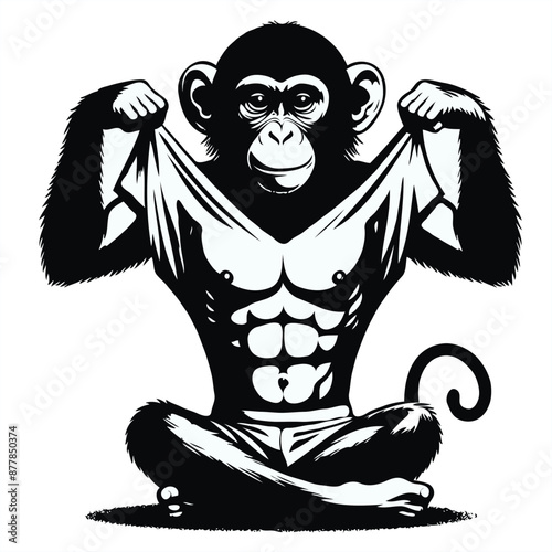 Monkey, Silhoutte vector style with white Background photo