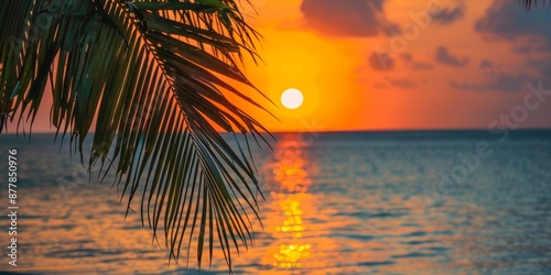 Stunning Tropical Island Sunset Close-Up, Abstract Paradise Natural Landscape, High-Definition AI-Generated Bestselling Background