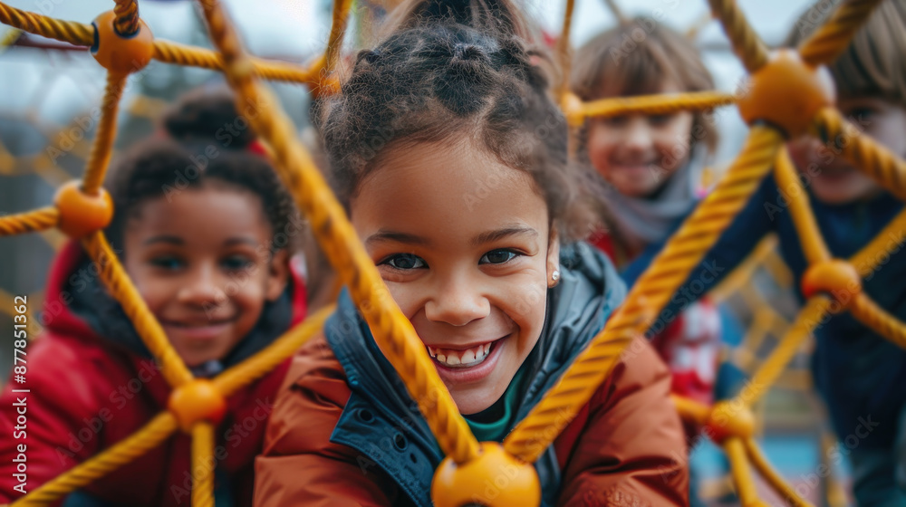 Group of children from various ethnic backgrounds playing together in a playground, symbolizing equality and inclusivity from a young age. Group of children from various ethnic backgrounds playing together in a playground, symbolizing equality and inclusivity from a young age.
