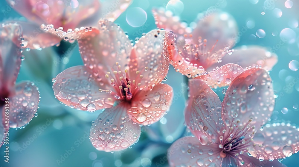 Dew-Covered Blossoms in Serene Soft Focus Flower Composition Dew-Covered Blossoms in Serene Soft Focus Flower Composition