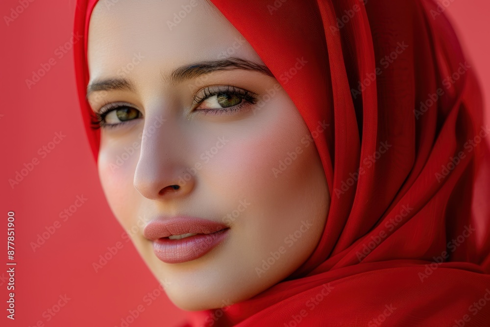 Close-up Portrait of a Woman in a Red Headscarf Close-up Portrait of a Woman in a Red Headscarf
