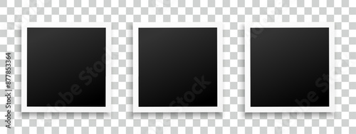 Layout of Polaroid photo frame. Frame with shadow. Vintage postcard. Vector illustration	