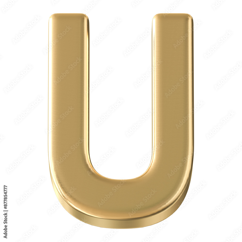 Golden 3D Font Letter U Golden 3D Font Letter U