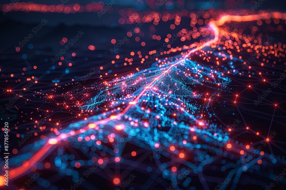 Obraz premium Digital map of California US Network Connection created with Generative AI