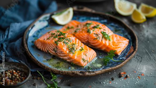 Filetes de salmón al horno con hierbas y limón