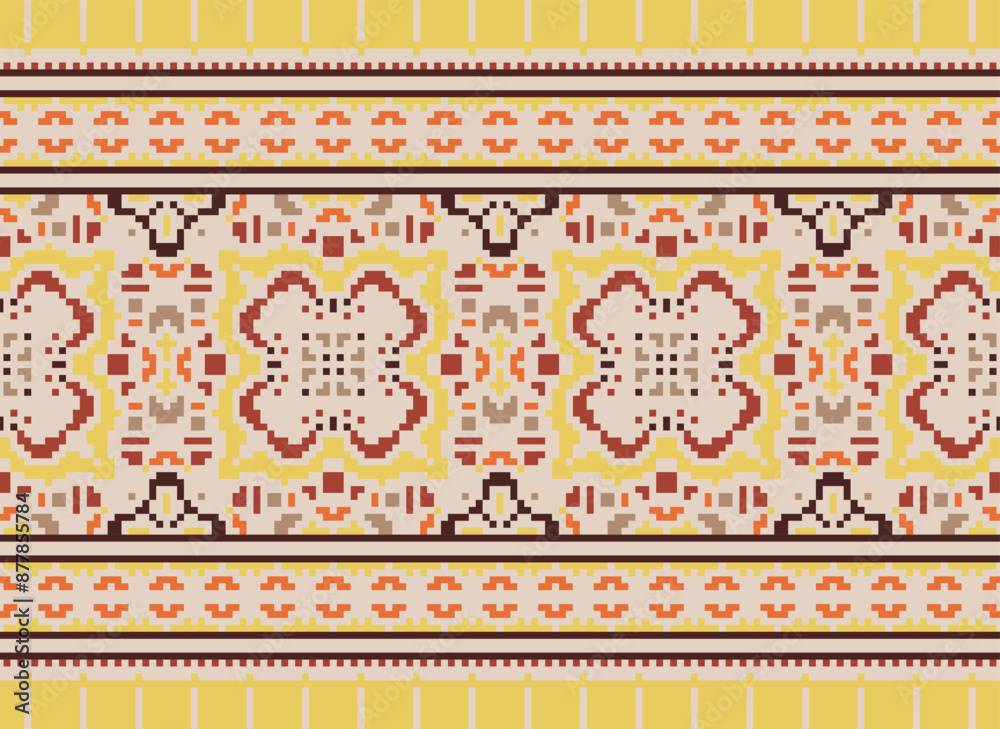 Seamless geometric ethnic asian oriental and tradition pattern design for texture and background. Silk and fabric pattern decoration for carpet, Thai clothing, wrapping and wallpaper Seamless geometric ethnic asian oriental and tradition pattern design for texture and background. Silk and fabric pattern decoration for carpet, Thai clothing, wrapping and wallpaper