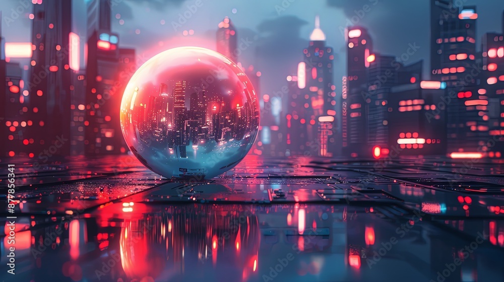 Cityscape Reflected in a Crystal Sphere