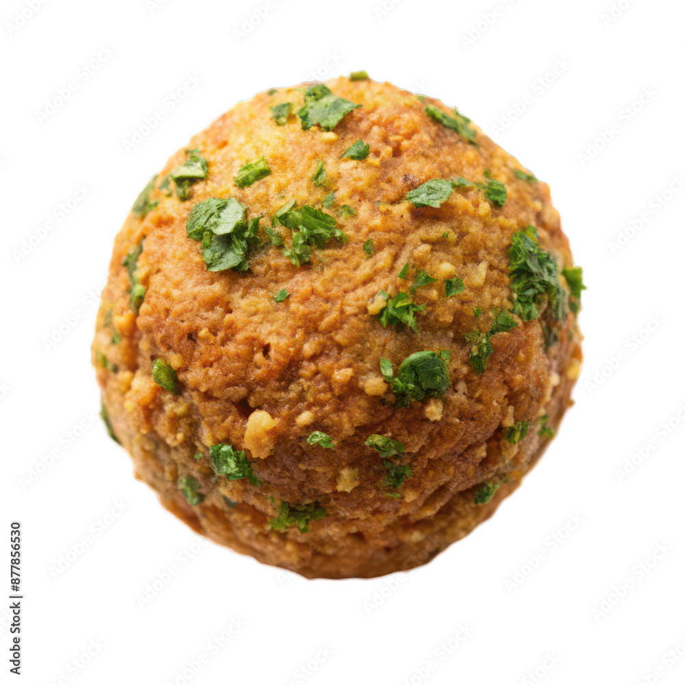 Fried falafel ball top view isolated on transparent background