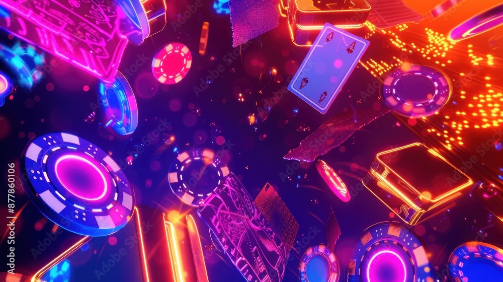 Neon Casino - High Stakes and Glowing Chips Neon Casino - High Stakes and Glowing Chips