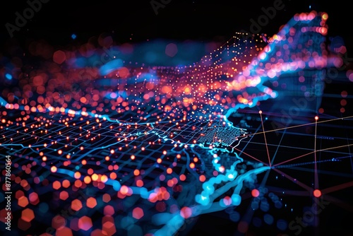 Digital map of California US Network Connection created with Generative AI