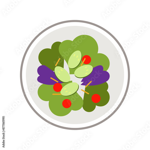 サラダ　シンプル　フラット　イラスト