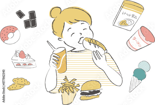 暴飲暴食をする女性