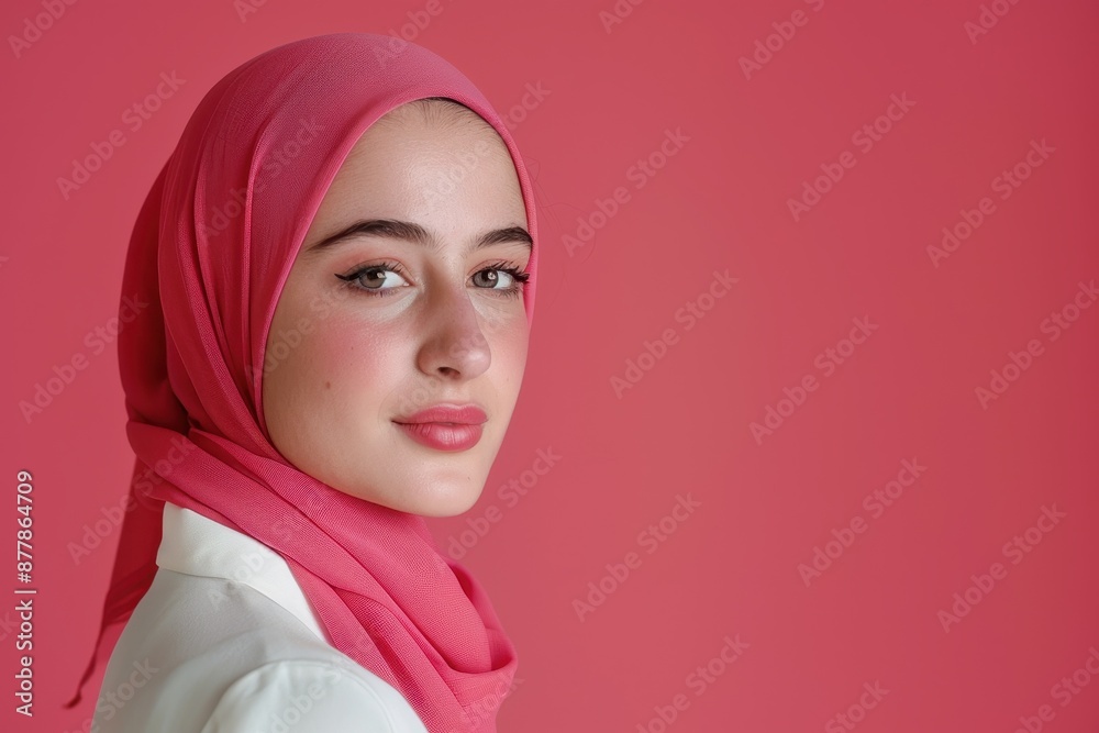 Portrait of a Woman in a Pink Hijab Portrait of a Woman in a Pink Hijab