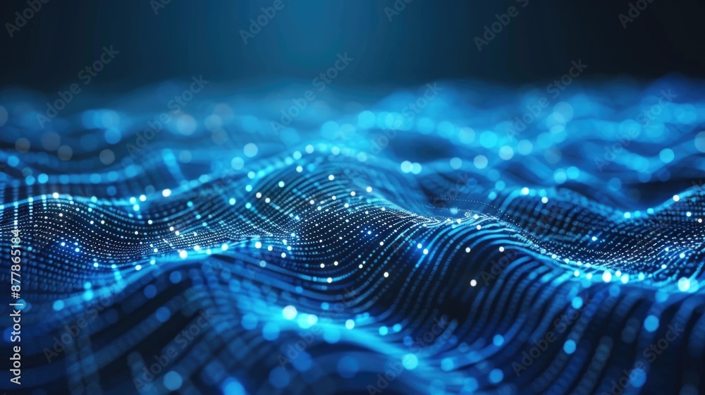 Blue Science Background. Digital Flow with Connecting Dots and Lines in Futuristic Network Blue Science Background. Digital Flow with Connecting Dots and Lines in Futuristic Network