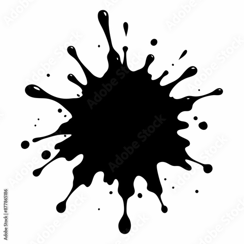 Abstract Black Ink Splash Isolated on White Background for Artistic and Design Purposes