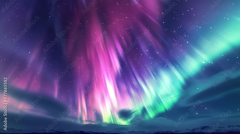 Enchanting Aurora Borealis Over Snowy Arctic Landscape at Night Enchanting Aurora Borealis Over Snowy Arctic Landscape at Night
