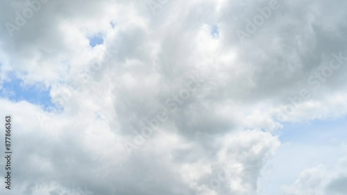 Timelapse of beautiful blue sky and white cloud with 4k resolution. The environment in the natural world.	