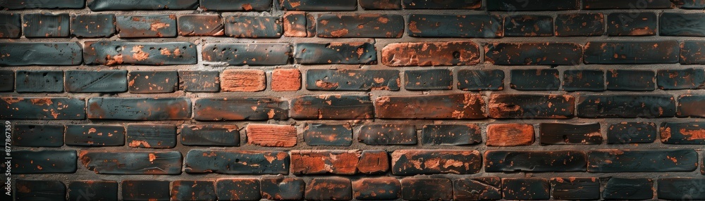 Ancient brick wall with a textured pattern featuring mosaic-like design Ancient brick wall with a textured pattern featuring mosaic-like design