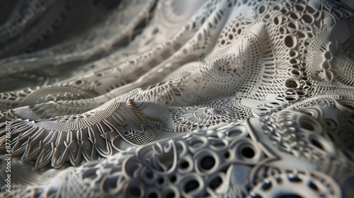 Intricate lacework reveals exceptional craftsmanship, showcasing dedicated artistry and meticulous detail. photo