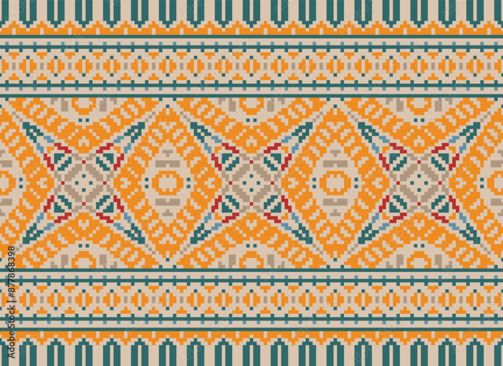 Geometric patchwork ethnic pattern vector for tribal boho design,Wallpaper,Wrapping,Fashion,Carpet,Clothing,Knitwear,Batik,Illustration. Geometric patchwork ethnic pattern vector for tribal boho design,Wallpaper,Wrapping,Fashion,Carpet,Clothing,Knitwear,Batik,Illustration.