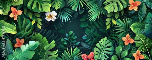 Forest flat design top view tropical wildlife cartoon drawing vivid photo