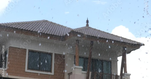 Wallpaper Mural Rainy season and big city communities, houses and rain Torontodigital.ca