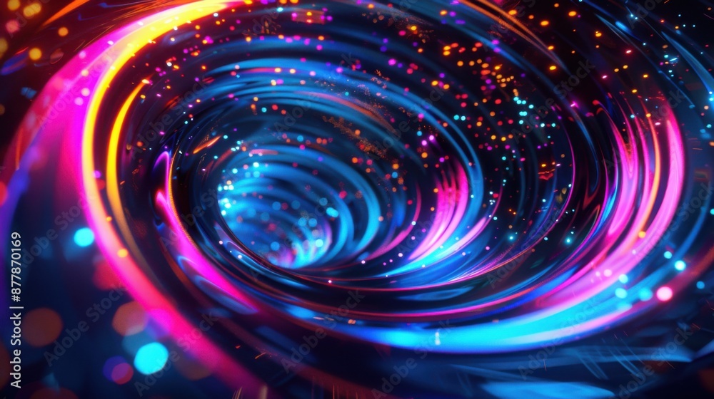 Vibrant Neon Swirl Pattern Illuminated with Futuristic Lights Vibrant Neon Swirl Pattern Illuminated with Futuristic Lights