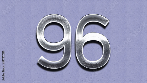 3D Chrome number design of 96 on purple wall.