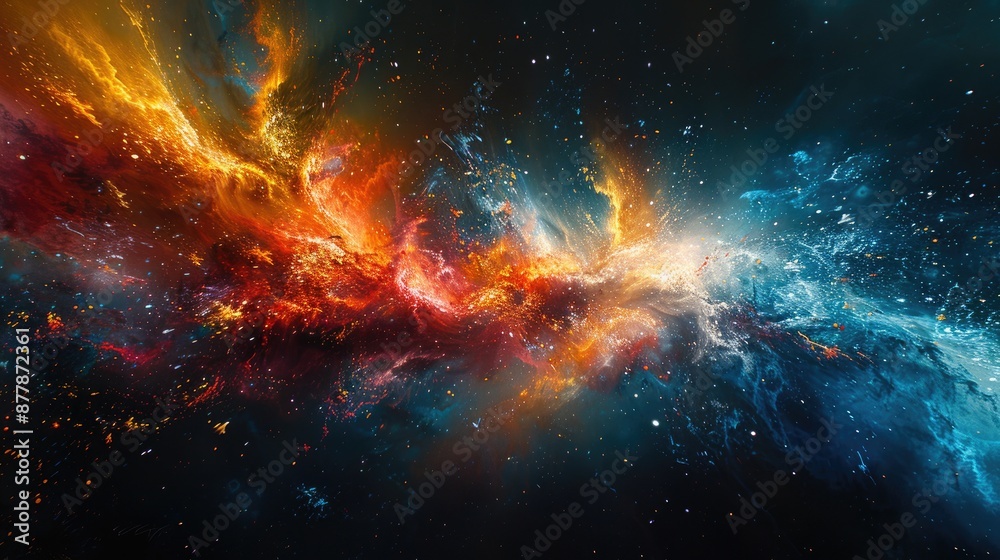 Naklejka premium Cosmic Fire and Ice Collision