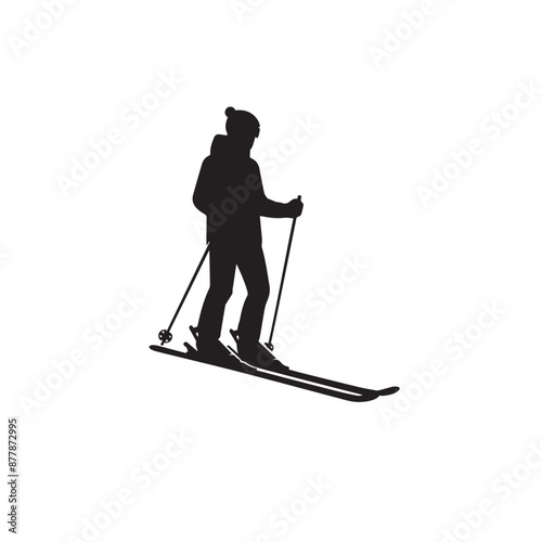 Vector silhouette of an winter ski sports person. Flat cutout icon