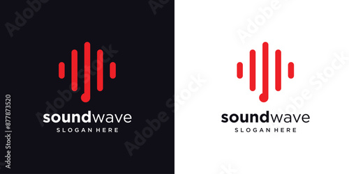 Abstract gradient equalizer logo template, Sound wave icon element, Technology symbol logo concept, Audio player music symbol.