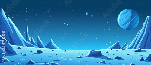 moon space planet surface cartoon vector background galaxy alien outer illustration game fantasy land scene universe crater sky lunar landscape earth ground night blue astronaut rock science world des