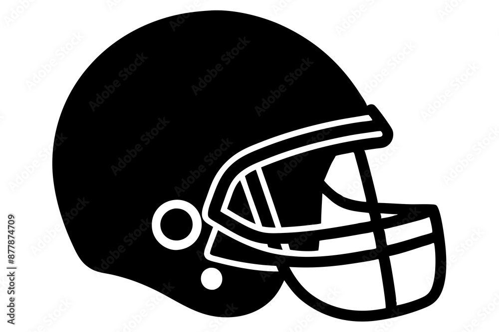 Naklejka premium American Football Helmet Silhouette Vector, football helmet flat icon, Helmets black Clip art