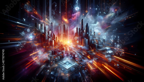 Fractal Burst in Cyberspace: Abstract Visualization of Technology and Space Motion