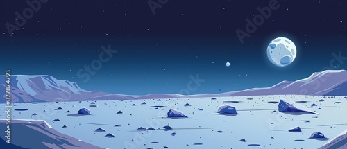 moon space planet surface cartoon vector background galaxy alien outer illustration game fantasy land scene universe crater sky lunar landscape earth ground night blue astronaut rock science world des photo