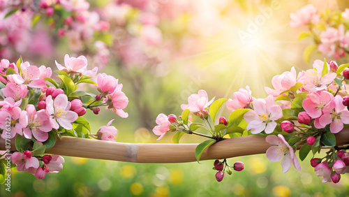 Spring cherry blossoms.Sunny morning.