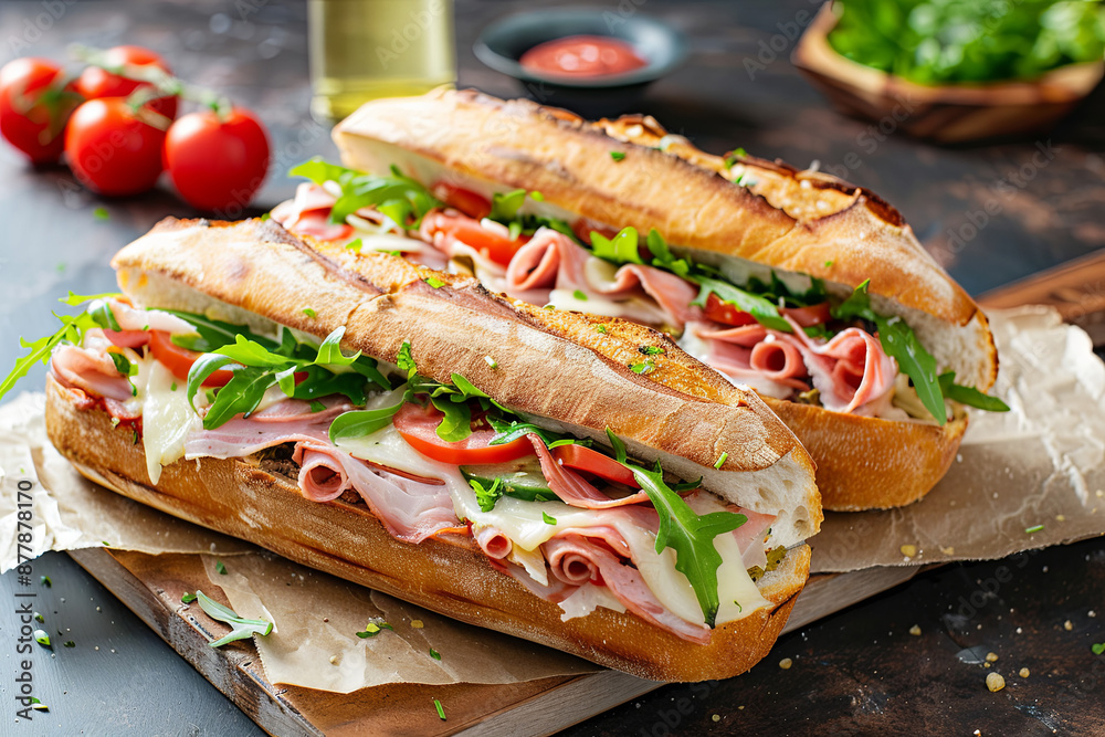 Trendy homemade chopped Italian sub sandwich Trendy homemade chopped Italian sub sandwich